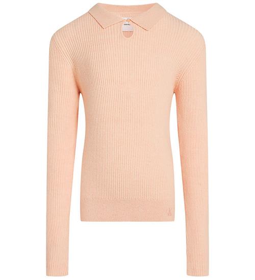 Calvin Klein Bluse - Strik - Rib - Polo Collar - Pink Sand