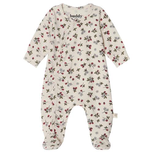 Se Buddy & Hope Tim GOTS Mønstret Sparkedragt Wild Strawberry | Hvid | 74/80 cm ved Babyshop