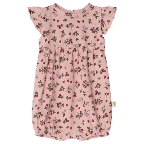 Se Buddy & Hope Flora GOTS Mønstret Romper Wild Strawberry | Lyserød | 86/92 cm ved Babyshop