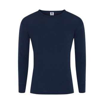 Dovre Wool Long Sleeve T-Shirt Marineblå uld Small Herre