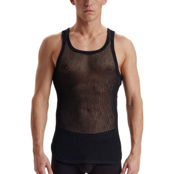 Dovre Wool Mesh Tank Top Sort uld Medium Herre