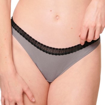 Sloggi Trusser 2P GO Ribbed Brazilian Briefs Sort/Grå økologisk bomuld Large Dame