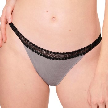 Sloggi Trusser 2P GO Ribbed Tanga Briefs Sort/Grå økologisk bomuld Large Dame