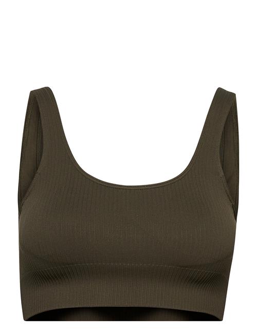 Khaki Ribbed Seamless Bra Aim´n Green