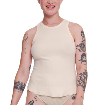 Sloggi GO Ribbed Tank Top Creme bomuld Small Dame