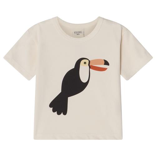 Se Kuling GOTS Santorini T-shirt Med Tryk Med Tukan Cremefarvet | Hvid | 98/104 cm ved Babyshop