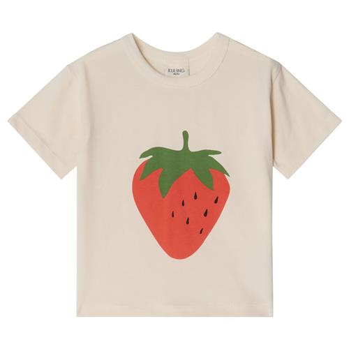 Se Kuling GOTS Santorini T-shirt Med Tryk Med Jordbær Cremefarvet | Hvid | 98/104 cm ved Babyshop