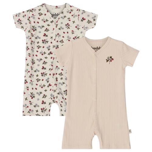 Se Buddy & Hope Sixten GOTS 2-pak Mønstrete Romperer Wild Strawberry 74/80 cm  Hvid  74/80 cm  Unisex ved Babyshop