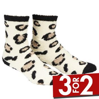 Damella Strømper Fluffy Socks Leopard polyester Str 39/42 Dame