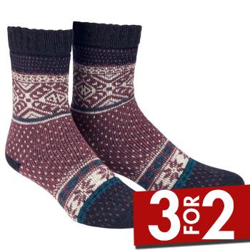 Damella Strømper Wool Socks Marine/Rød Str 35/38 Dame