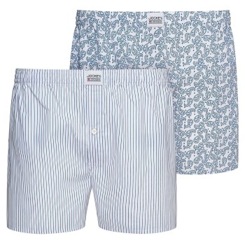 Jockey 2P Woven Boxer Shorts Blå/Hvid bomuld Large Herre