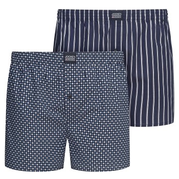 Jockey 2P Woven Boxer Shorts Marineblå bomuld Small Herre