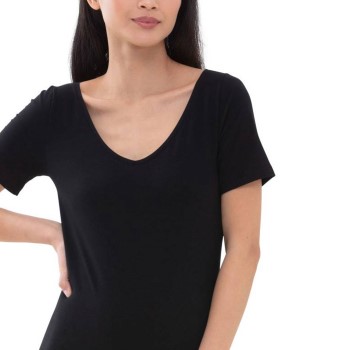 Mey Superfine Organic V-Neck T-Shirt Sort bomuld 42 Dame