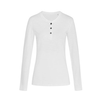 Se Stedman Sharon Henley Long Sleeve For Women Hvid ringspundet bomuld Small Dame ved Timarco