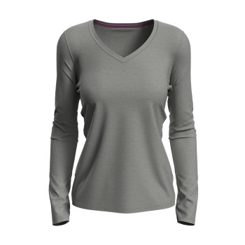 Stedman Claire V-neck Long Sleeve Gråmelerad ringspundet bomuld Medium Dame