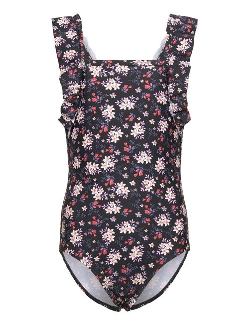 Swimsuit W. Frills, Aop Color Kids Patterned