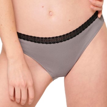 Sloggi Trusser 2P GO Ribbed Tai Briefs Sort/Grå økologisk bomuld Large Dame