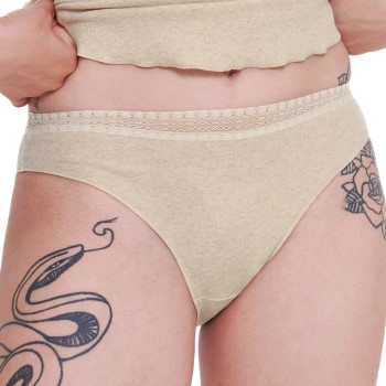 Sloggi Trusser 2P GO Ribbed Tai Briefs Elfenben økologisk bomuld X-Large Dame