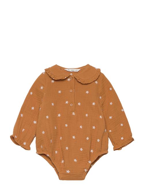 Cotton-Blend Bodysuit Shirt Mango Brown