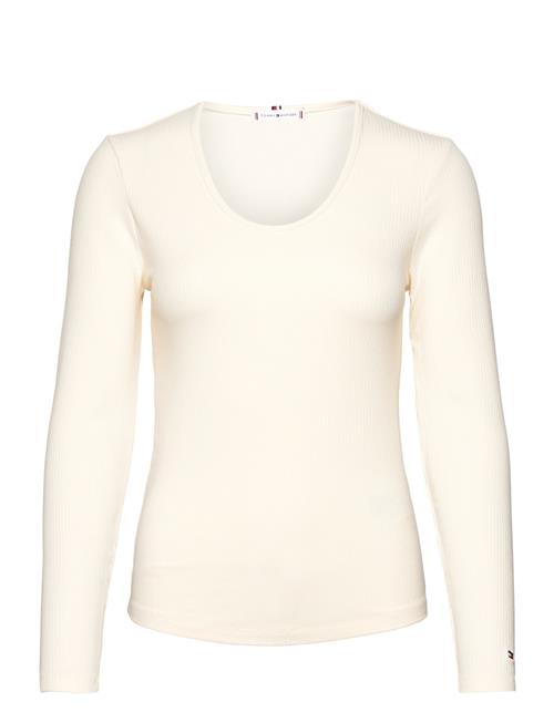 Tommy Hilfiger Slim 5X2 Rib Scoop-Nk Ls Tommy Hilfiger Cream