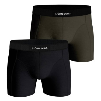 Björn Borg Bjorn Borg Premium Cotton Stretch Boxer 1298 2P Sort/Grøn bomuld Large Herre