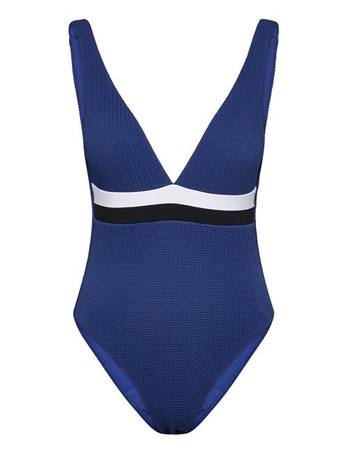 Seafolly Slice Of Splice Spliced Deep V Neck Piece Seafolly Blue