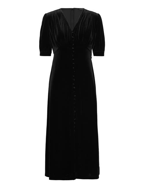 Lauren Ralph Lauren Stretch Velvet Puff-Sleeve Midi Dress Lauren Ralph Lauren Black