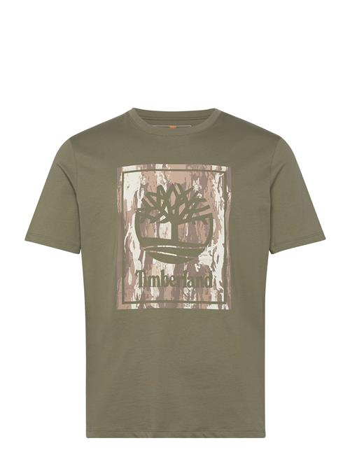 Timberland Stack Logo Camo Short Sleeve Tee Cassel Earth Timberland Green