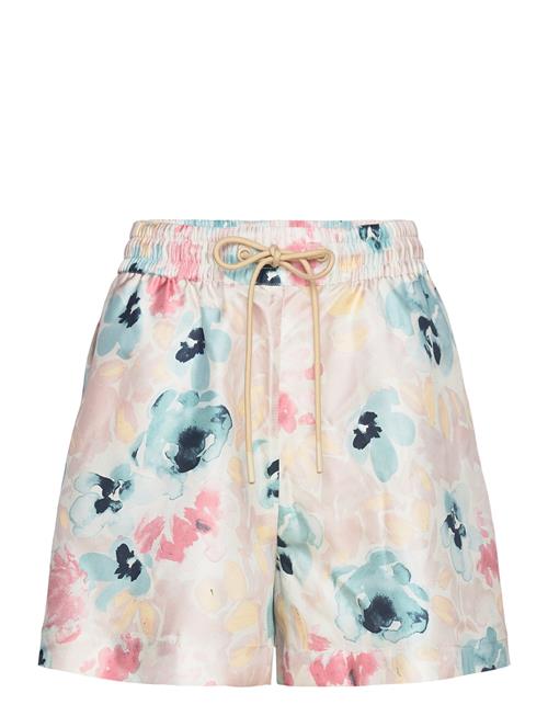 Iris Wide Drawstring Silk Shorts Malina Cream