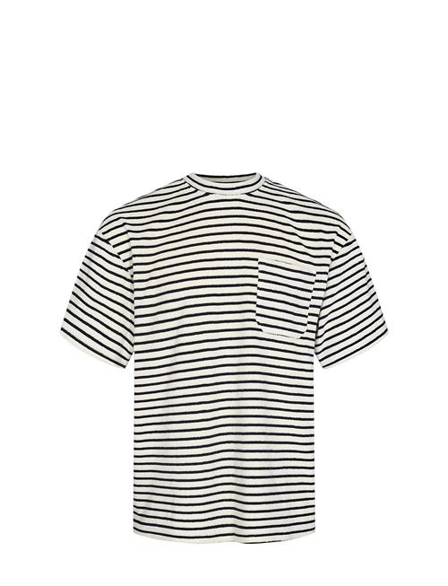 Akholger Frotte Stripe Tee Anerkjendt Navy