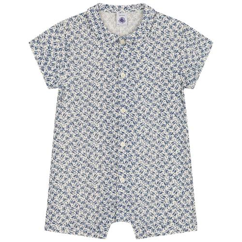 Petit Bateau Blomstret Romper Cremefarvet | Blå | 12 months