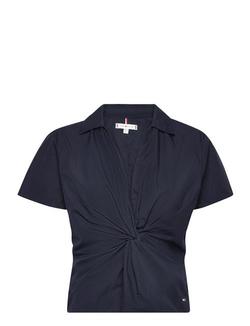 Se Tommy Hilfiger Solid Poplin Twist Top Ss Tommy Hilfiger Navy ved Booztlet