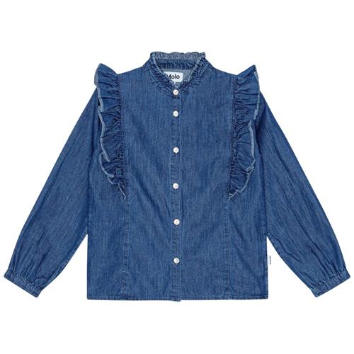 Se Molo GOTS Raphaella Skjorte Mid Blue Wash | Blå | 98/104 cm ved Babyshop