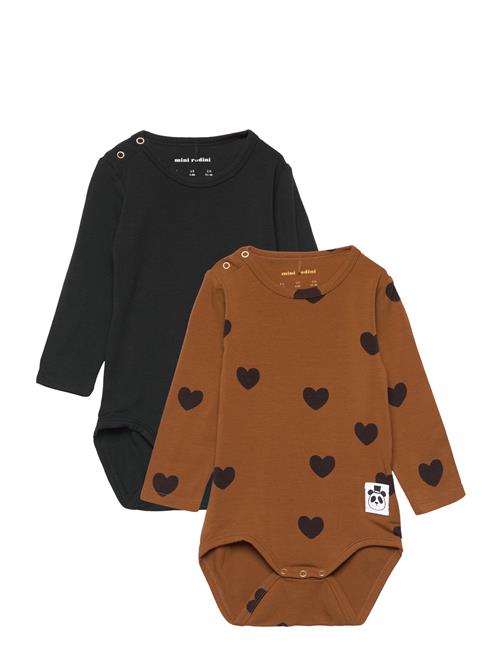 Mini Rodini Basic Hearts Ls Body 2-Pack Mini Rodini Brown