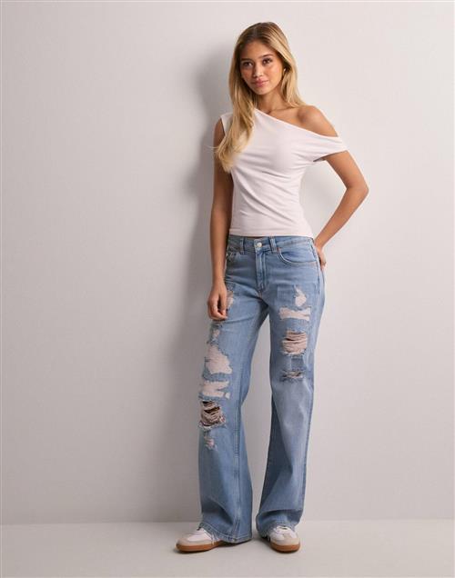 Nelly - Blå - Low Waist Loose Jeans