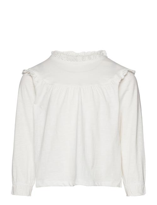 Mango Long -Sleeved T-Shirt With Ruffles Mango White