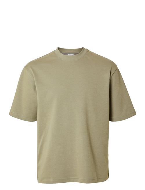 Se Selected Homme Slhlooseoscar Ss O-Neck Tee Noos Selected Homme Khaki ved Booztlet