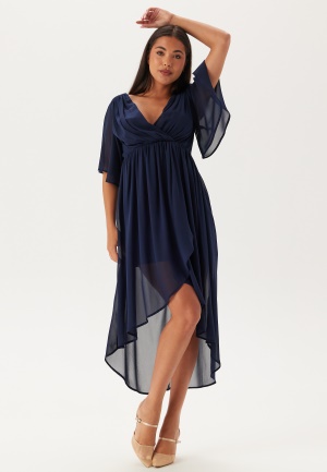 Se Bubbleroom Occasion Butterfly Sleeve High-Low Dress Dark blue 40 ved Bubbleroom