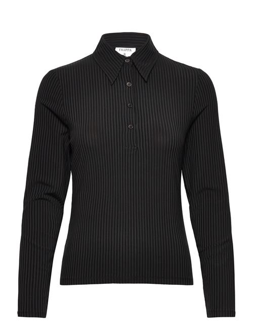 Se Filippa K Shiny Rib Button Polo Filippa K Black ved Booztlet