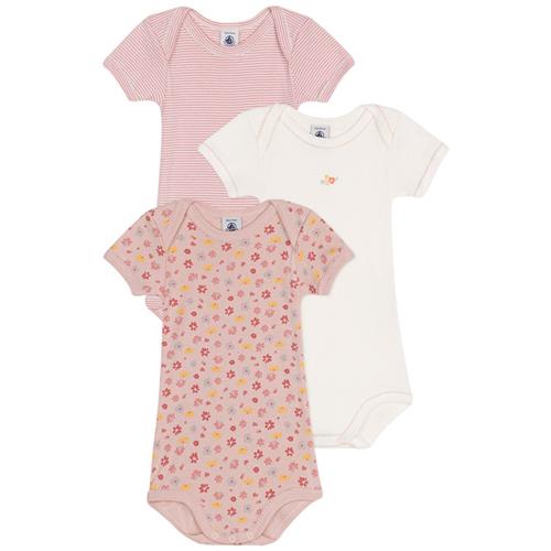 Petit Bateau 3-pak Blomstrede Babybodyer Lyserød | Lyserød | 3 months