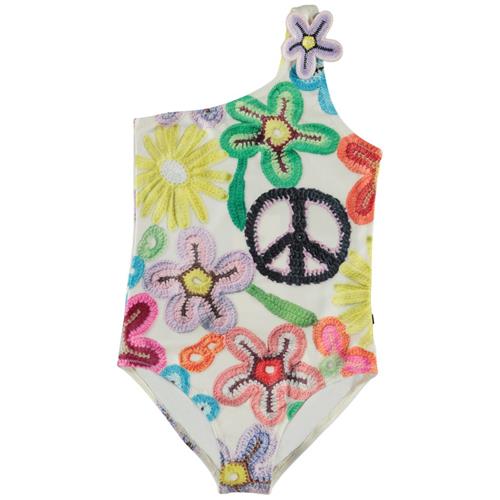 Se Molo Nai Badedragt Flower Power | Hvid | 110 cm ved Babyshop