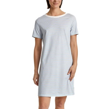 Calida Cotton Stripes Shortsleeve Nightdress Lyseblå Stribe bomuld Small Dame