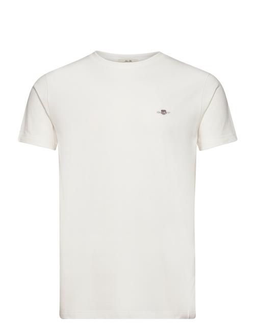 Se GANT Slim Pique Ss T-Shirt GANT White ved Booztlet