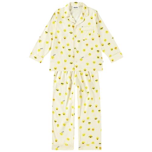 Se Molo GOTS Lex Pyjamas Pixel Emojis | Gul | 104 cm ved Babyshop