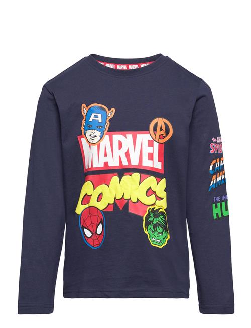 Se Marvel Long-Sleeved T-Shirt Marvel Navy ved Booztlet