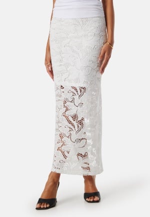 BUBBLEROOM Midi Lace Skirt White 34