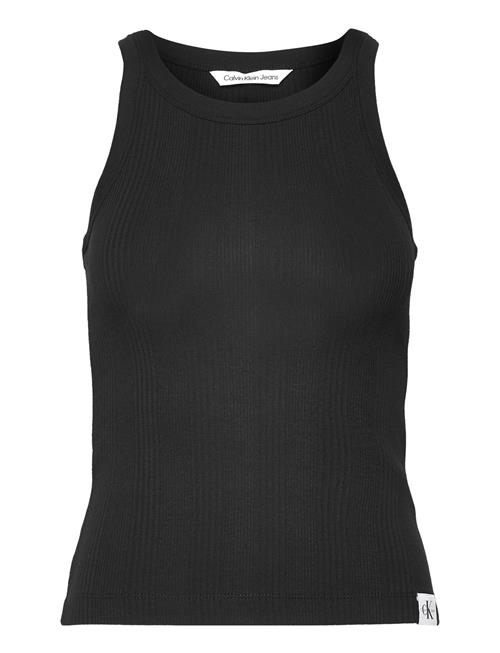 Se Calvin Klein Jeans Variegated Rib Woven Tab Tank Calvin Klein Jeans Black ved Booztlet