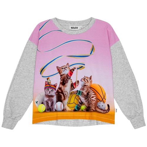 Se Molo GOTS Reniza Langærmet T-shirt Sporty Cats | Lyserød | 98 cm ved Babyshop