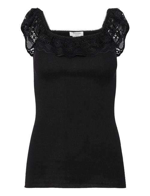 Se Rosemunde Silk Off Shoulder Top W/ Lace Rosemunde Black ved Booztlet