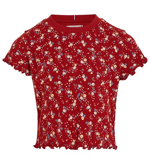 Tommy Hilfiger Tommy Hilfiger T-shirt - Rib - Flower Pointelle - Dark Magma All